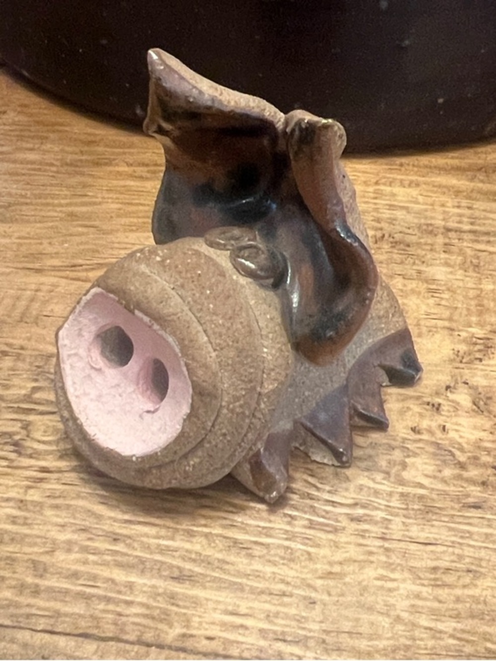 Vintage Brown Pig Sculpture